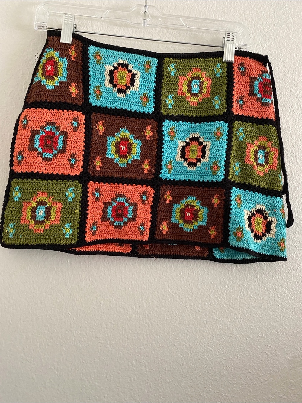 Vintage Laundry By Shelli Segal Skirt Crochet Patchwork Y2K Mini Micro Boho S